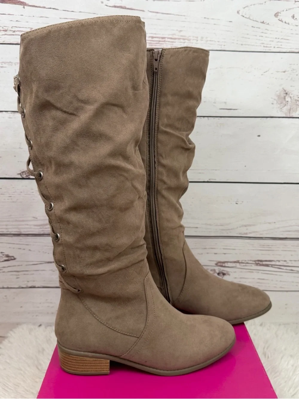 Kohl's SO Othonna Taupe Slouchy Knee High Boots Size 8.5 Wide Calf NIB